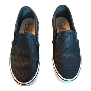 Vans Black Perforated Leather Slip-On Sneakers Women’s Size 6 Streetwear Skate